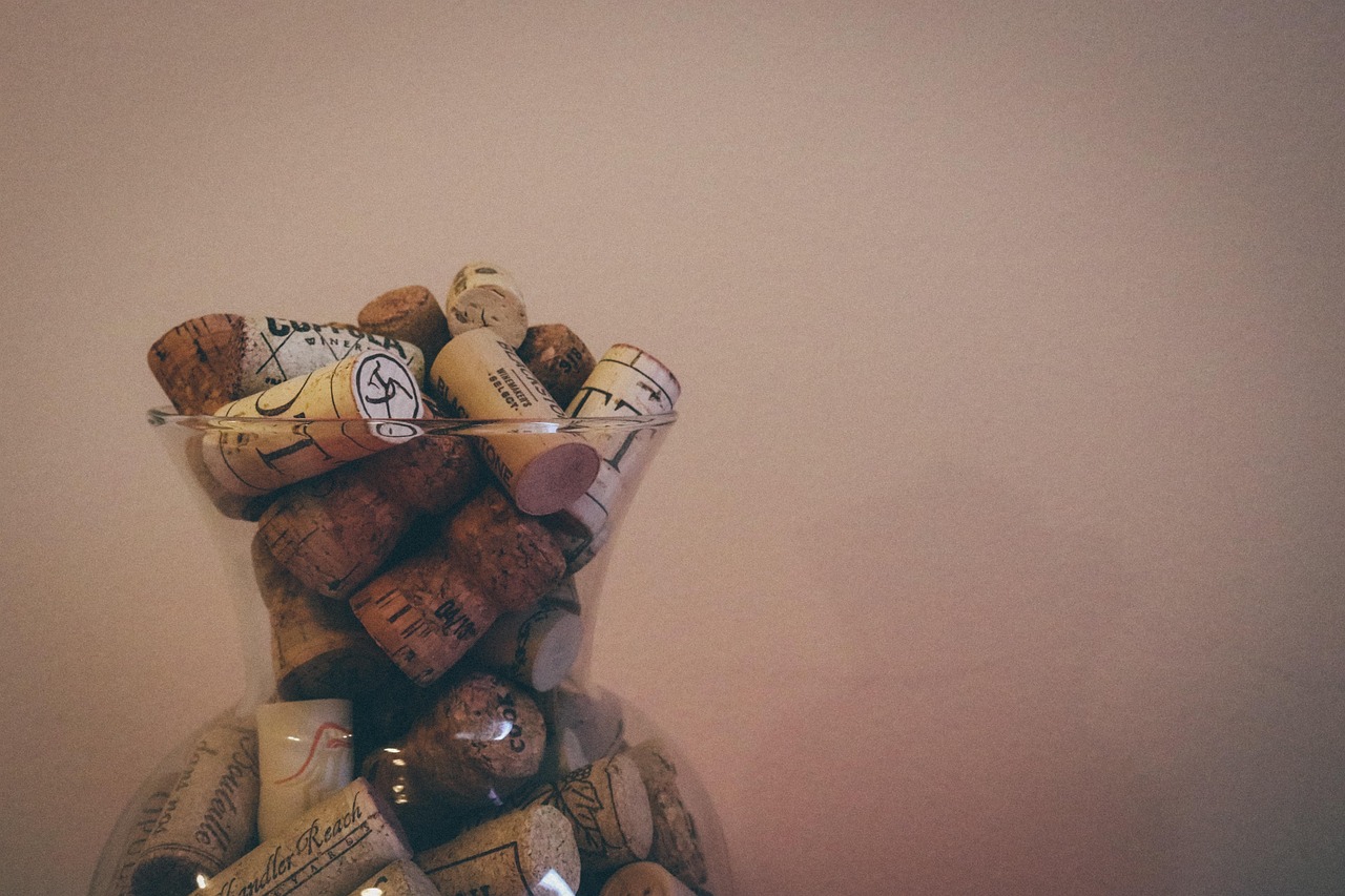 Wine corks collected for an Easter wine cork chicks craft project